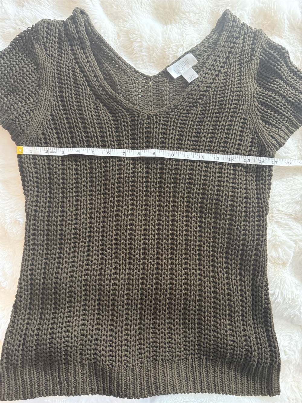 LOFT Brown Knit Short Sleeve Sweater - Picture 3 of 6